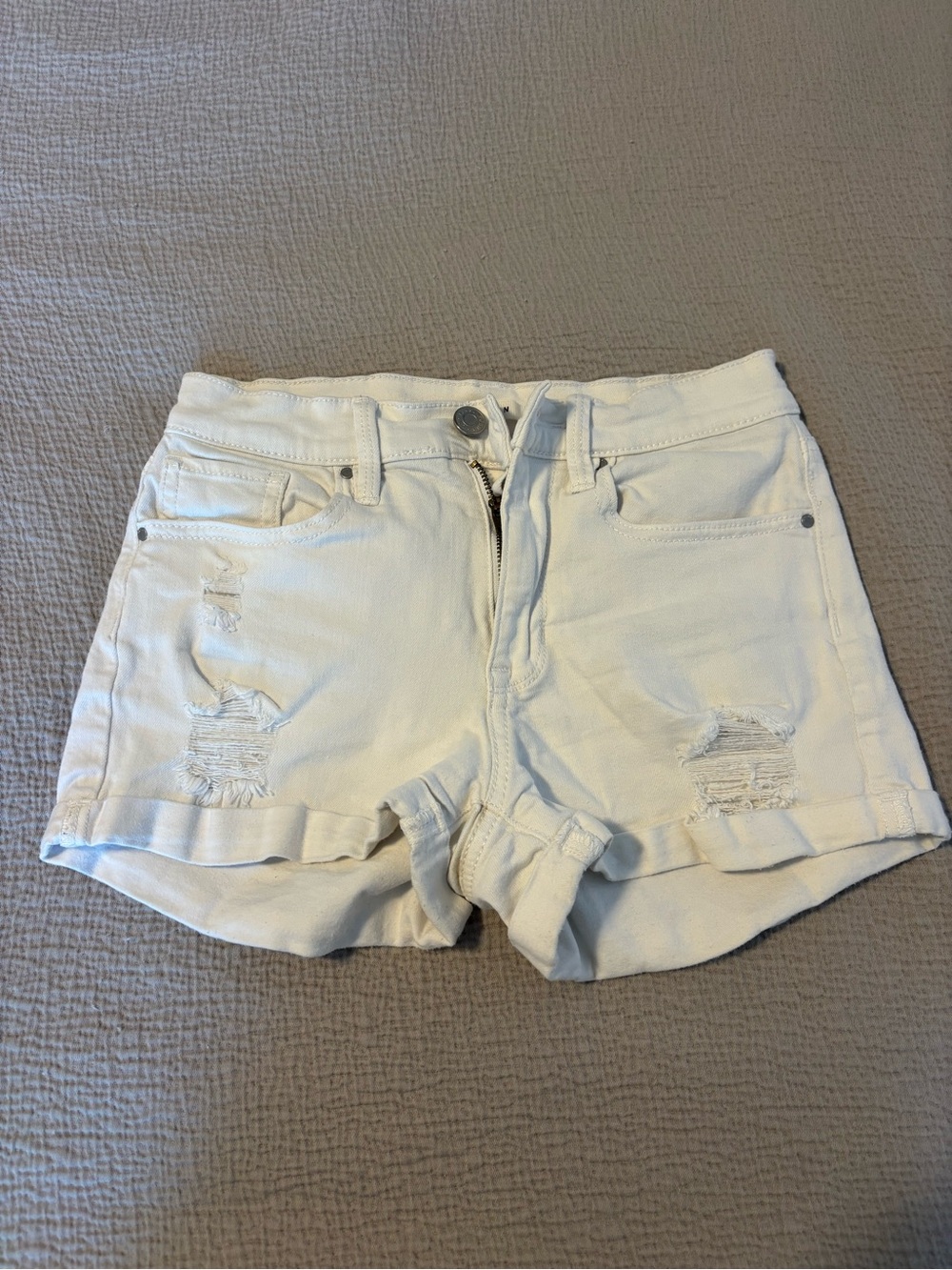 PacSun White Distressed Denim Jean Shorts